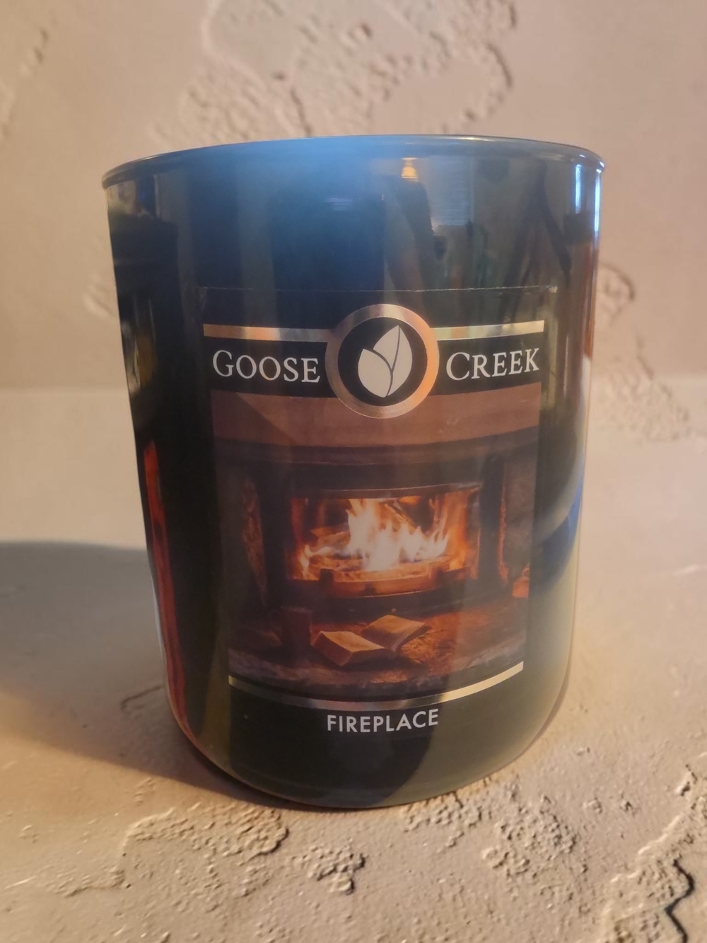 Fireplace Scented Candle - Deep Green Jar
